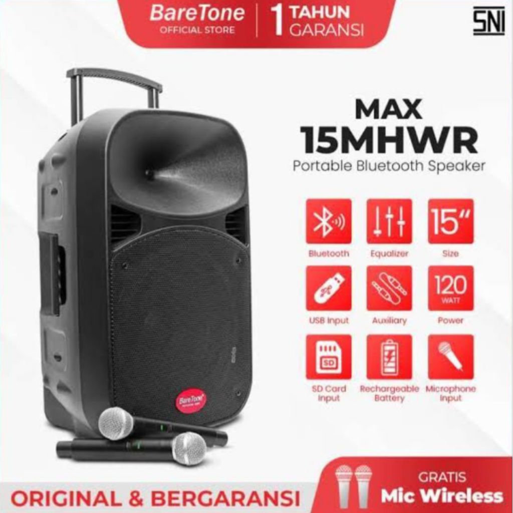 SPEAKER PORTABLE BARETONE MAX15MHWR 15 INCH ORIGINAL BARETONE