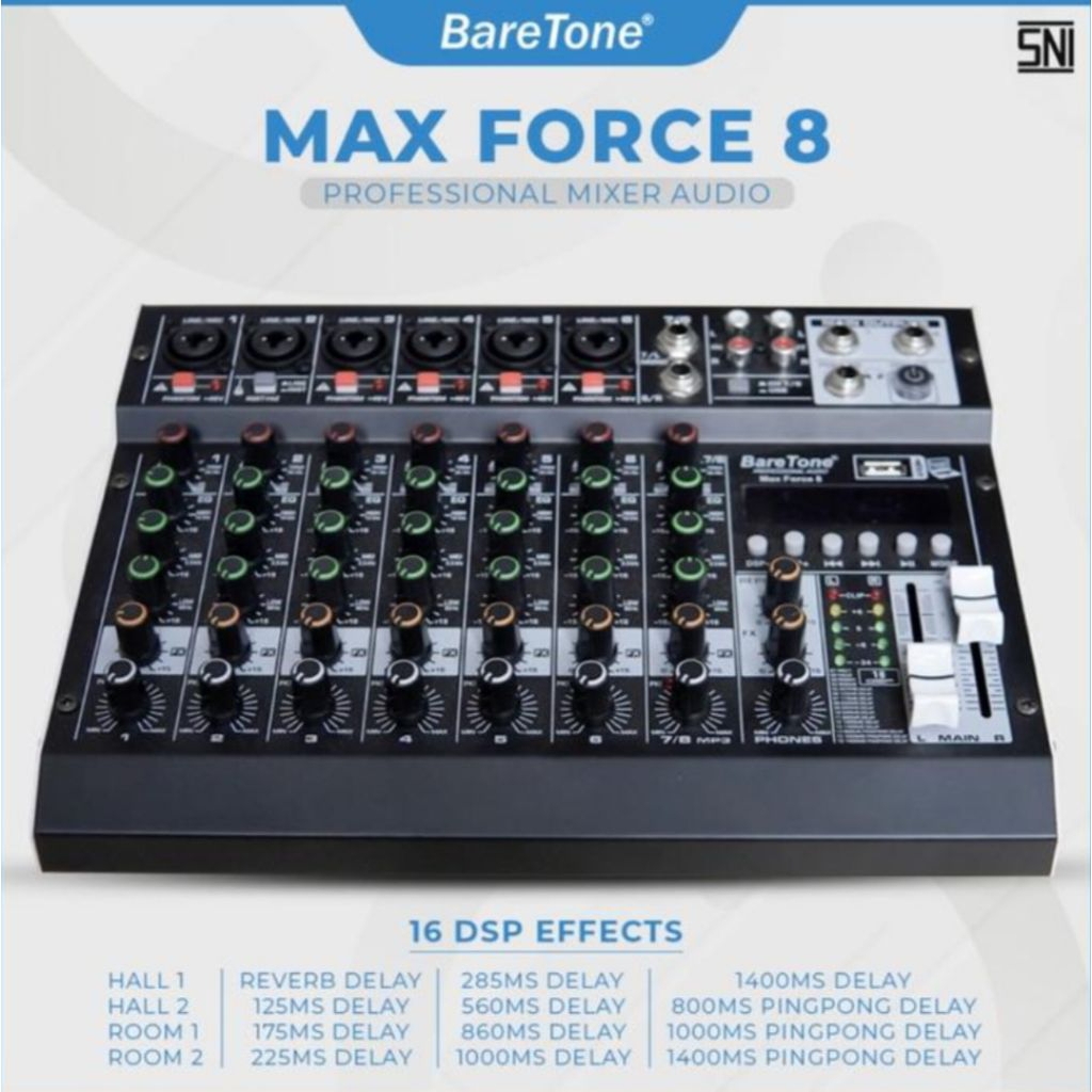 MIXER AUDIO BARETONE MAX FORCE 8 8 CHANEL BARETONE