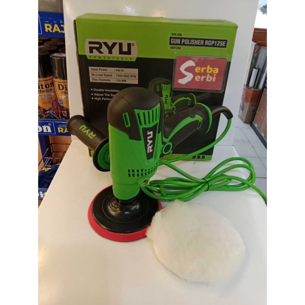 (RGP 125E 5" RYU) Mesin gun polisher polish poles + aksesoris