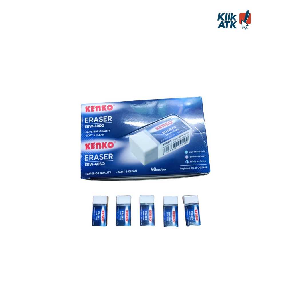 

Kenko Penghapus Putih Eraser 40Pcs Erw40Sq - Per Pack isi 40 pcs