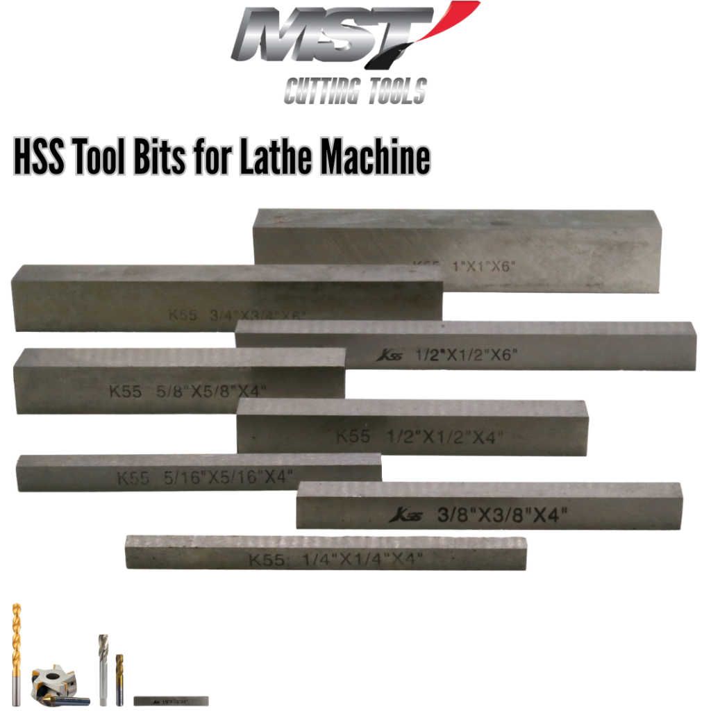 Pisau Bubut HSS 1/4inch - 1/2inch Panjang 4inch Pahat Kotak Potong Mesin Bengkel Membubut Besi