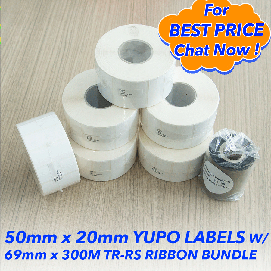 

Paket Label Sticker Yupo Uk. 50mm x 20mm (1 baris) + Ribbon Resin