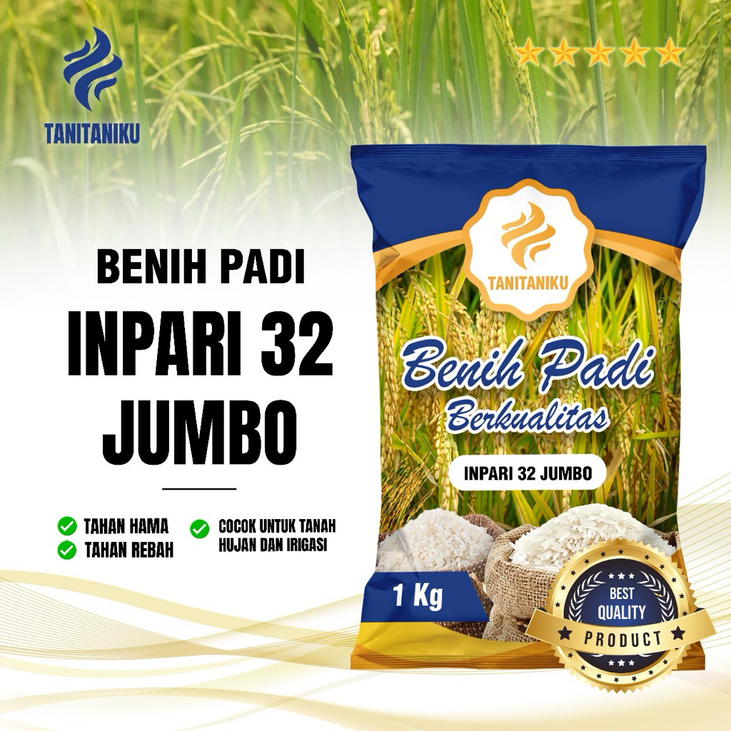 BENIH PADI  BIBIT PADI UNGGUL  INPARI 32 JUMBO KEMASAN 1KG