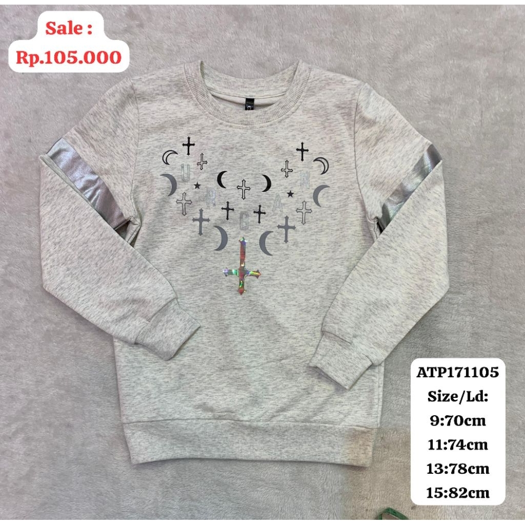 Sweater Anak Cewek Cowok Unisex Bermotif Warna Abu-abu