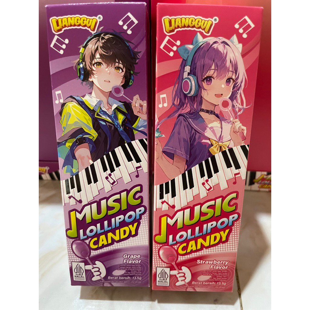 MUSIC LOLLIPOP CANDY VIRAL READY STOCK Apple Grape & Stroberi