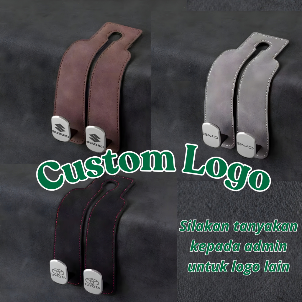 Hanger / Kait Sandaran Kursi Logo Mobil Custom Warna Grey dengan Desain Khusus untuk Sandaran Kursi 