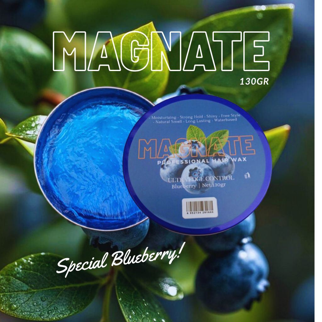 Magnate Hair Wax Waterbased Strong Hold Aroma Blueberry 130gr | Magnate Pomade Waterbased Aroma Blue