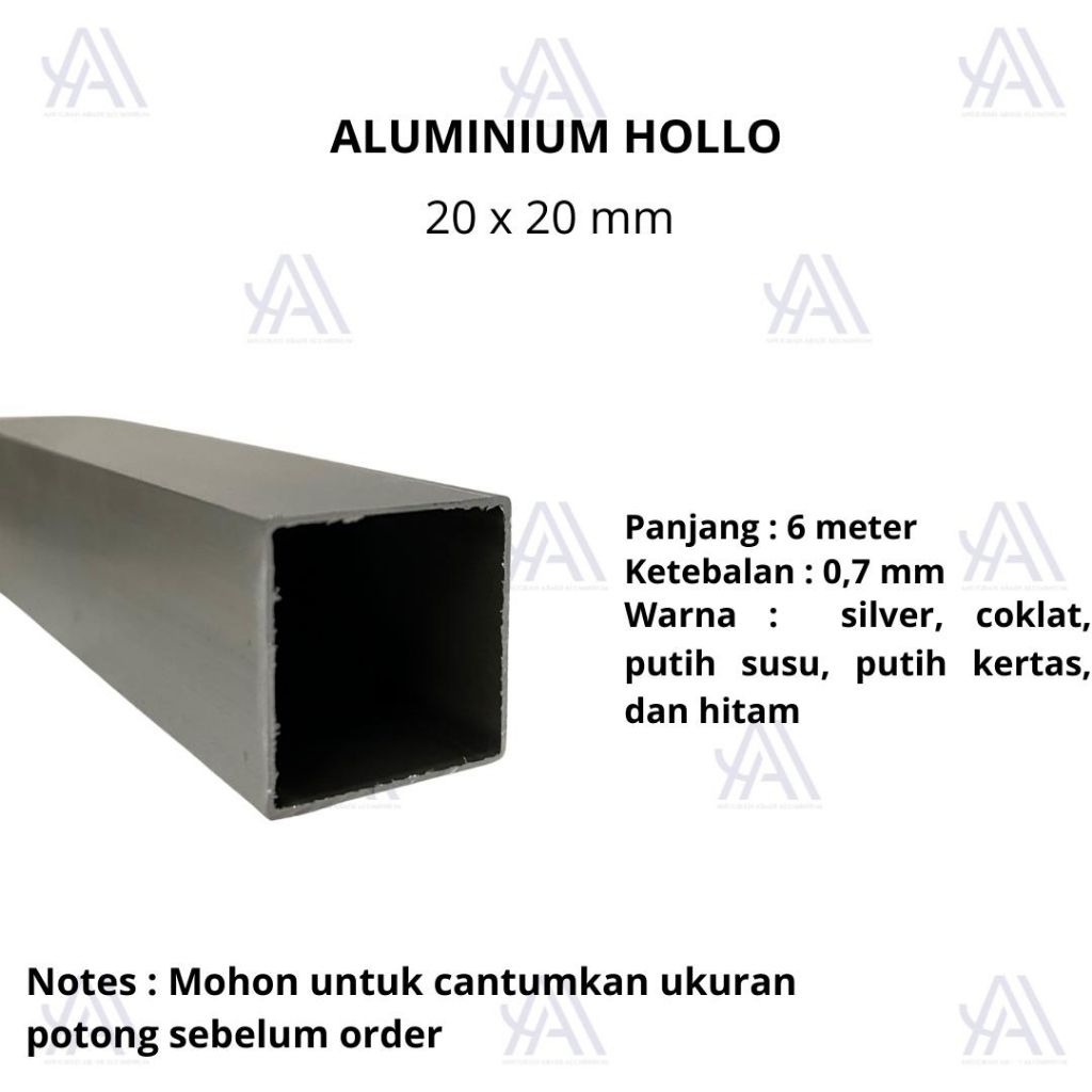 Hollow / Kotak Aluminium 20 x 20 mm