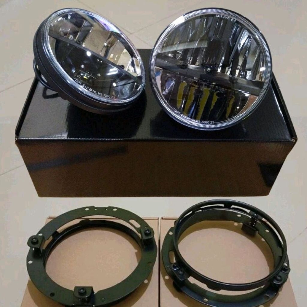 Headlamp Trucklite 7inch + Bracket Ring Headlamp - Headlamp Led Jeep Jimny Rubicon Hardtop Premium