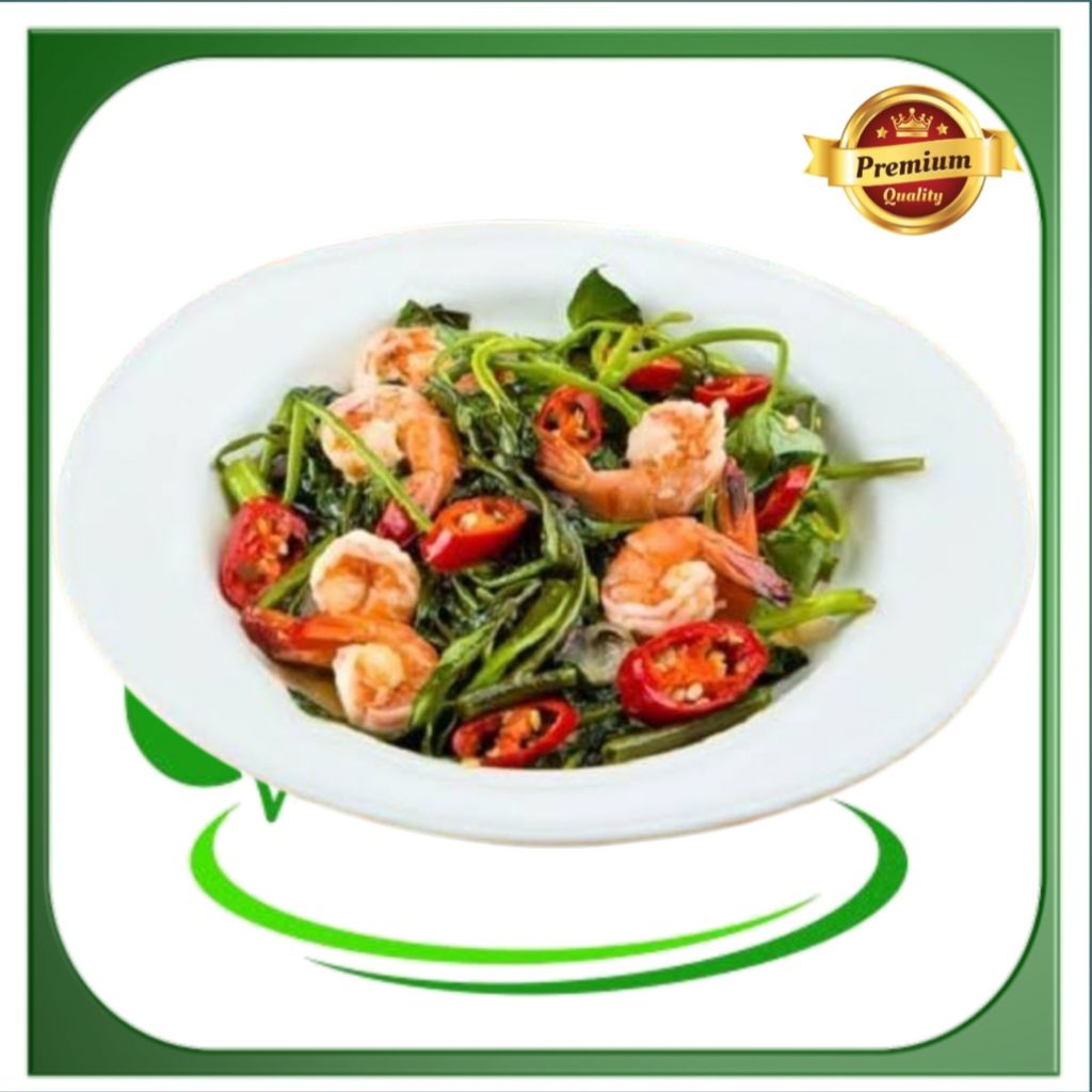 

tumis kangkung udang siap santap untuk 3-4 orang