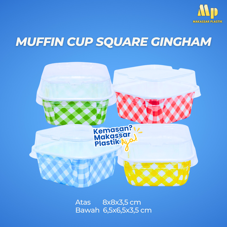 MUFFIN CUP SQUARE GINGHAM/ CUP MUFFIN / MUFFIN SQUARE GINGHAM @25 PCS