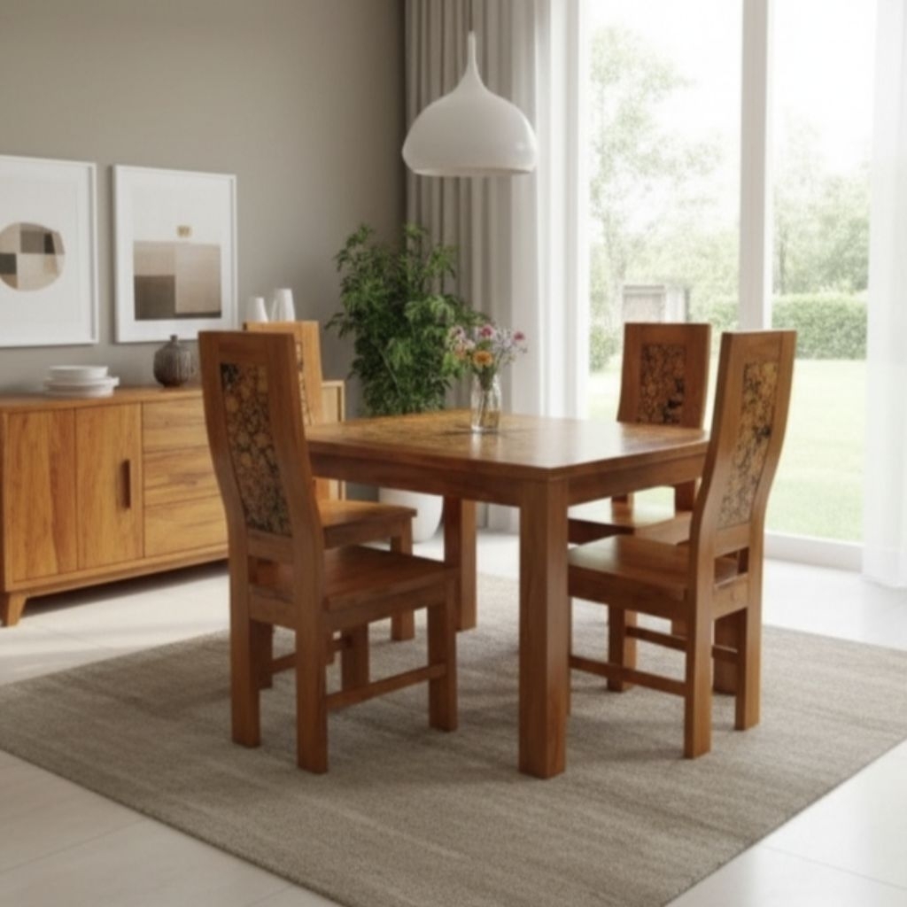 Meja Makan 4 Kursi Meja Makan Jati Meja Makan Koin Meja Makan Minimalis Meja Jati