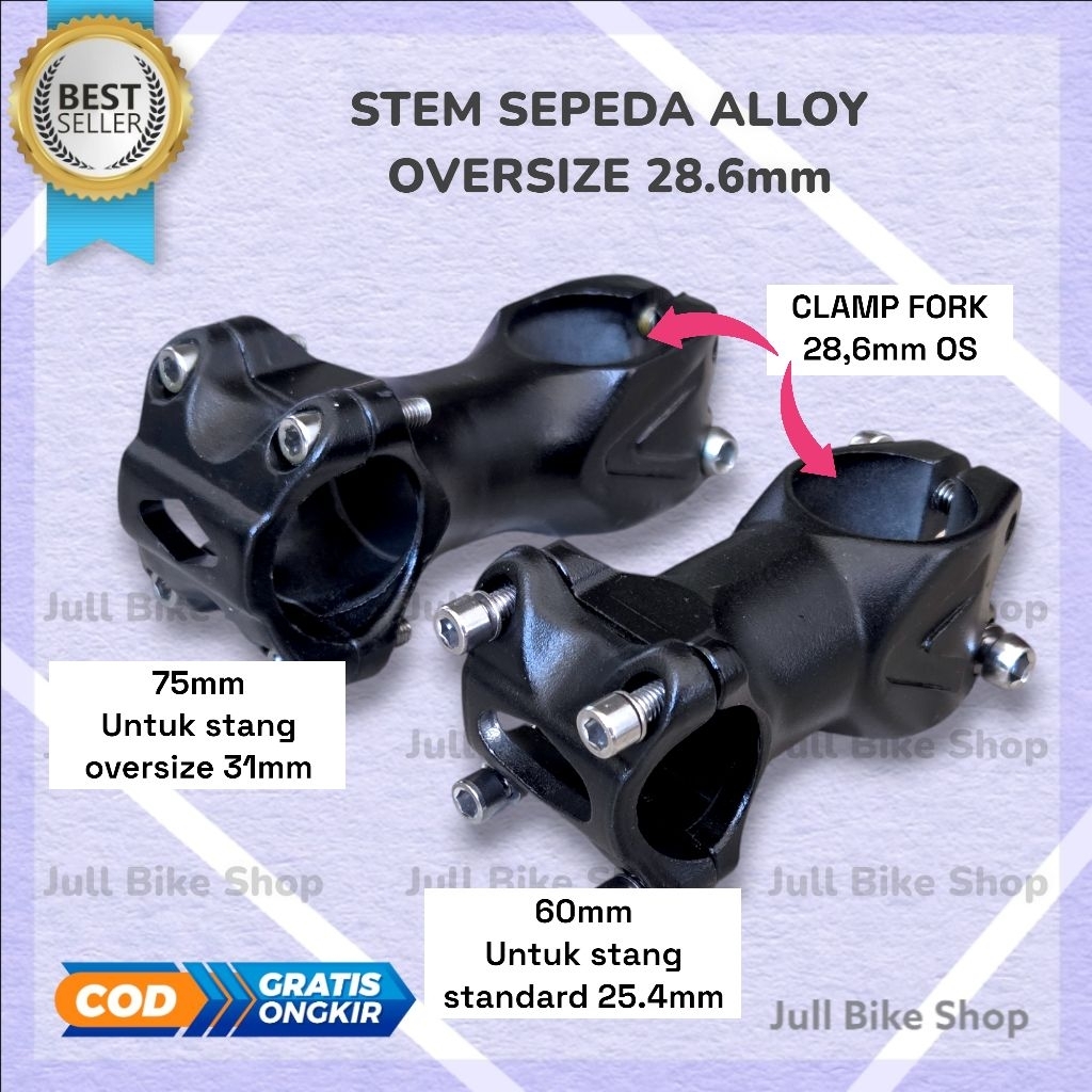 Stem sepeda MTB fixie BMX oversize OS clamp fork 28.6mm clamp stang 31mm dan 25.4mm panjang 60mm dan