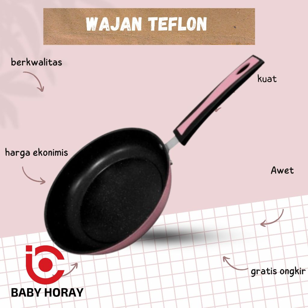 WAJAN TEFLON 22 CM /TEFLON SERBAGUNA / TEFLON ANTI LENGKET 22 CM MURAH / Wajan Penggorengan