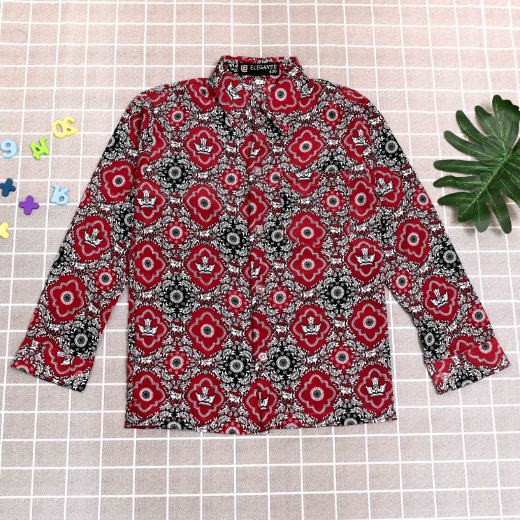 SERAGAM KEMEJA BATIK ANAK SD LENGAN PANJANG/BAJU BATIK NASIONAL SD