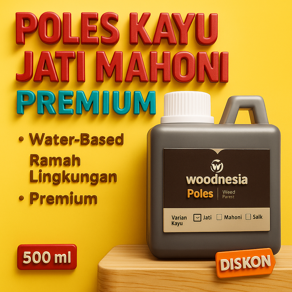 WOODNESIA  Poles  Premium Kayu Waterbased   Untuk Furniture Finishing Halus Kualitas Ekspor 500ml