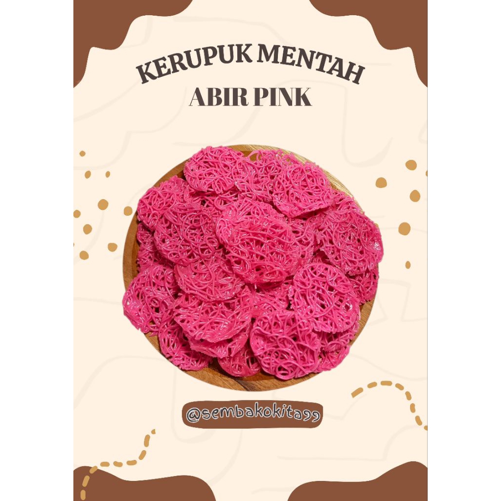 

KERUPUK MENTAH Kerupuk Abar Abir Pink Gurih Kemasan 250g, 500g, 1Kg