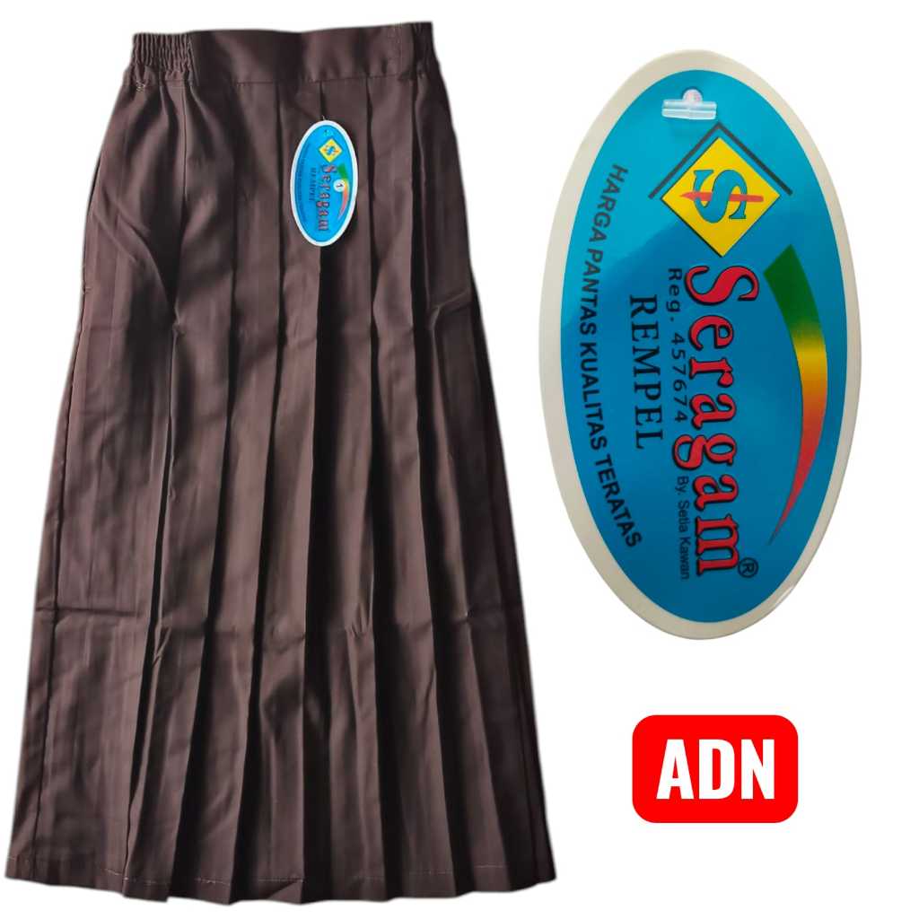Rok Sekolah | Rok Coklat | Rok Panjang Rempel COKLAT | Merek SERAGAM