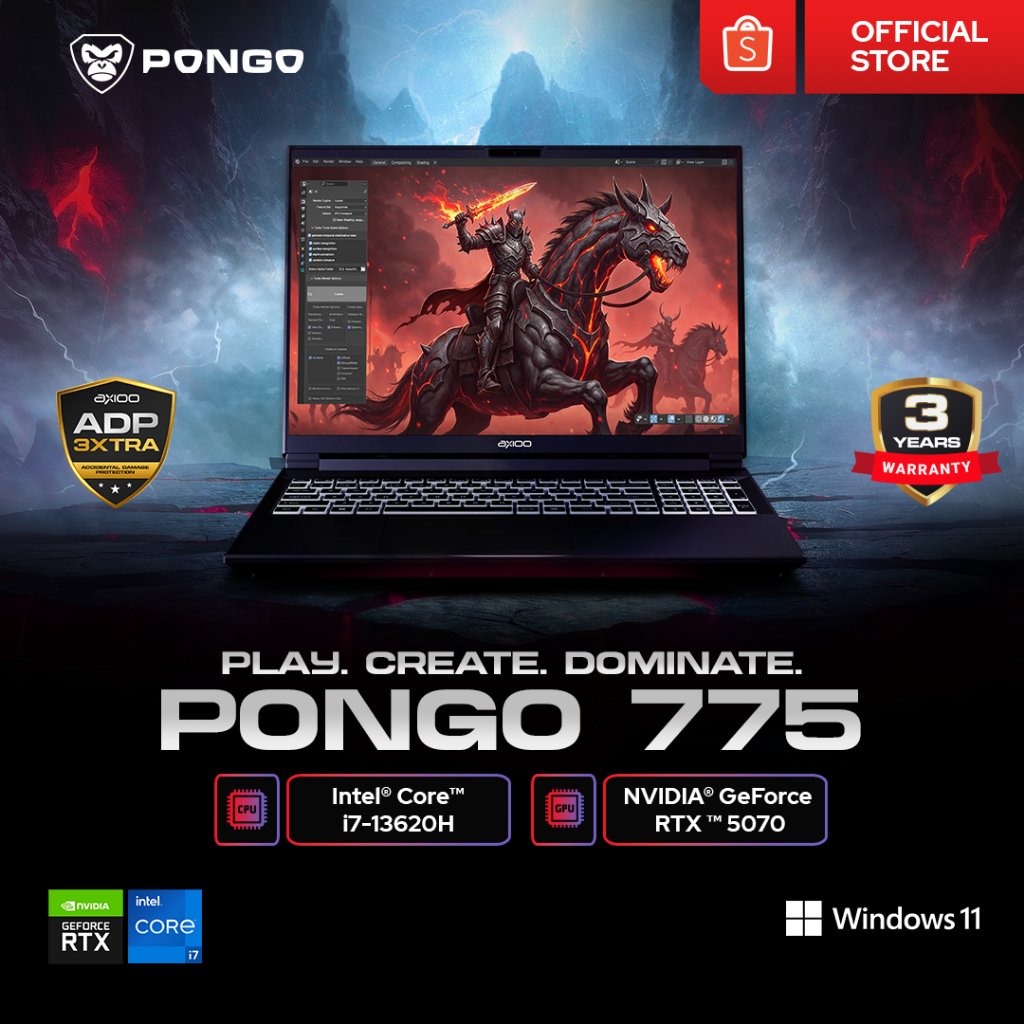 PONGO GAMING 775 Intel i7-13620H/16GB/512GB/RTX 5070/QHD+ IPS 180Hz - Windows