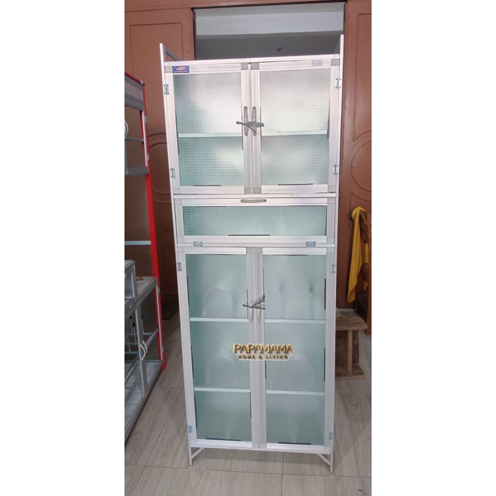 Rak Piring 2 Pintu 1 Laci - Lemari Sayur Aluminium - Rak Dapur Minimalis