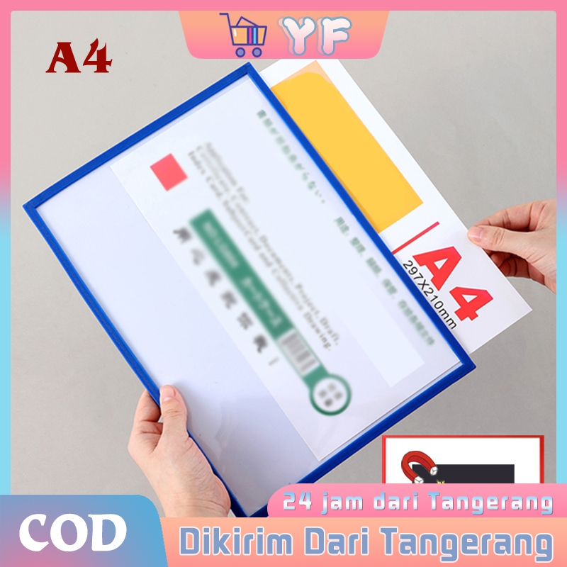 

A4 Magnetik Bingkai Tampilan File Magnetik Document Sign Holder Frame Foto