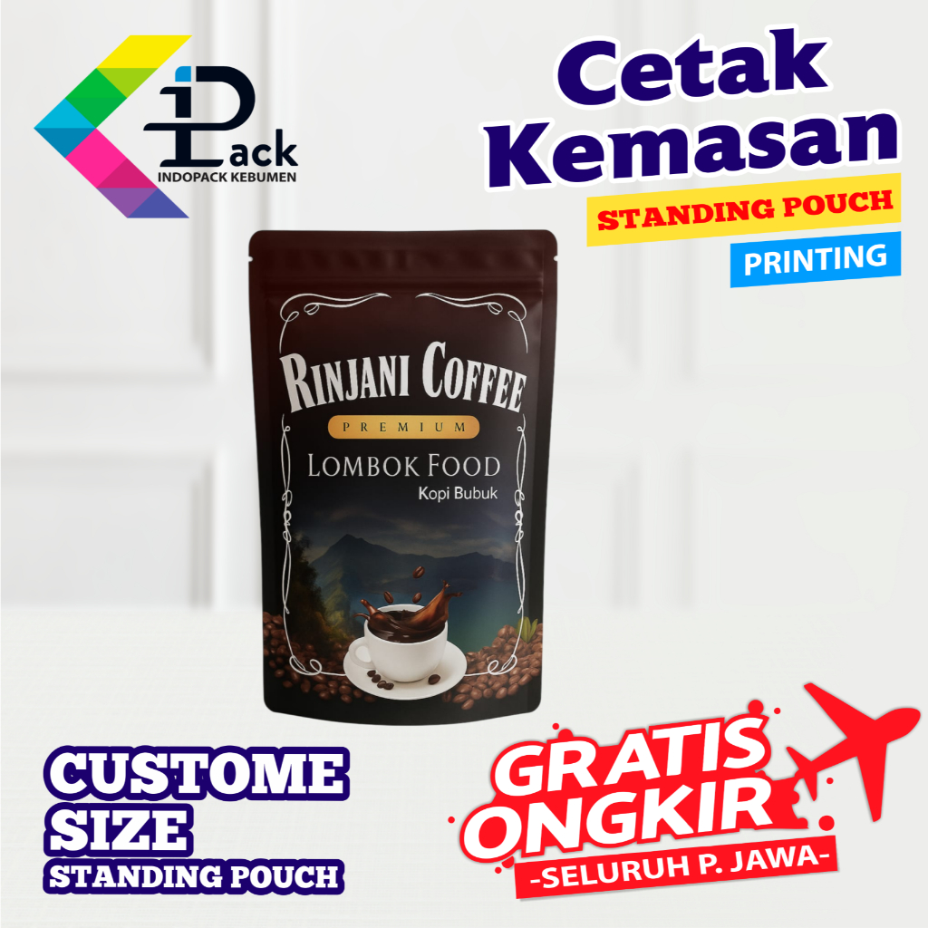 CETAK STANDING POUCH CUSTOM 12X20 - CETAK KEMASAN STANDING POUCH - FREE DESAIN - FREE ONGKIR