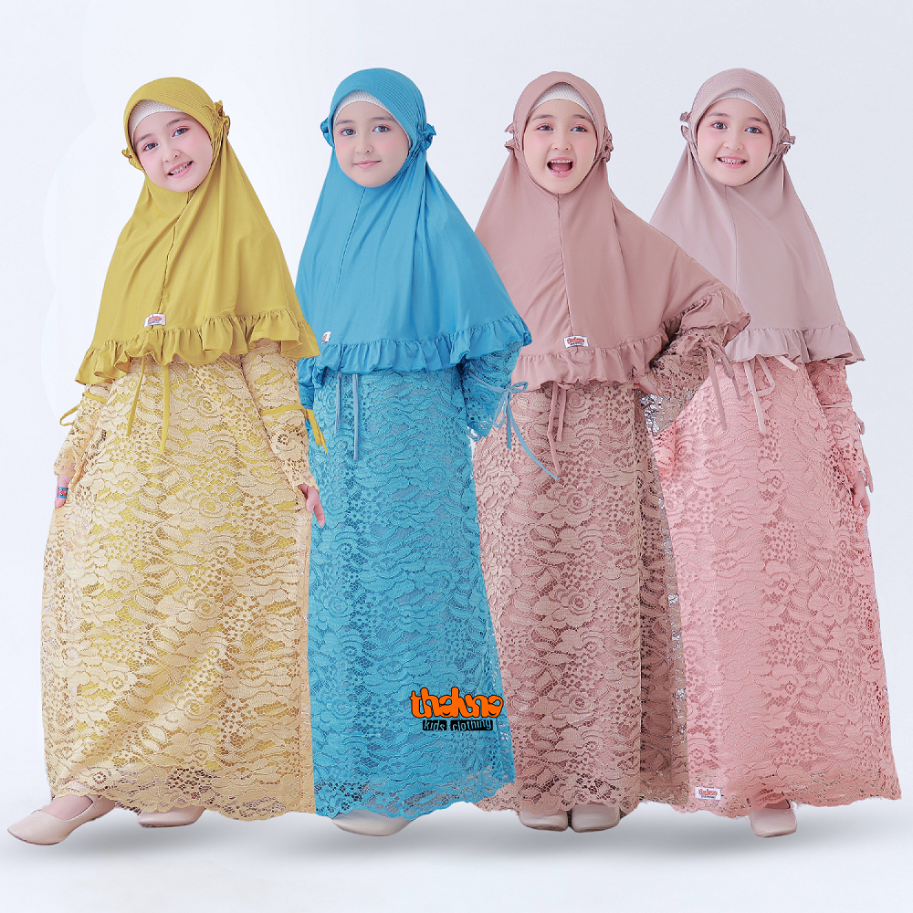 Dress Amaira Mini  Thaluna Kids | Tanpa Jilbab Gamis Dress Anak Perempuan Usia 2-12 Tahun Brokat Van