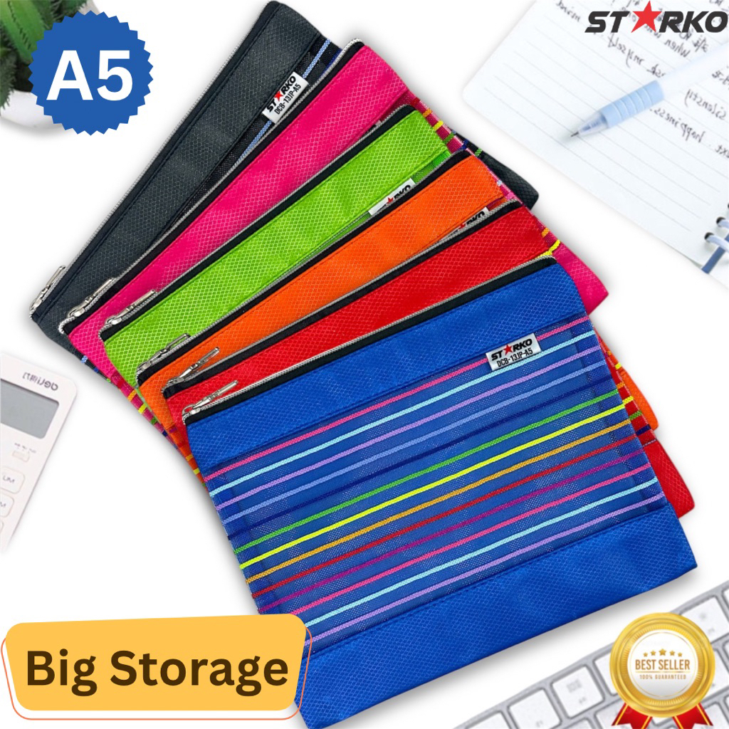 

Tempat Pensil Mesh Jaring Transparan Kapasitas Besar Kotak Pensil A5 Tas Kosmetik Tas Penyimpanan