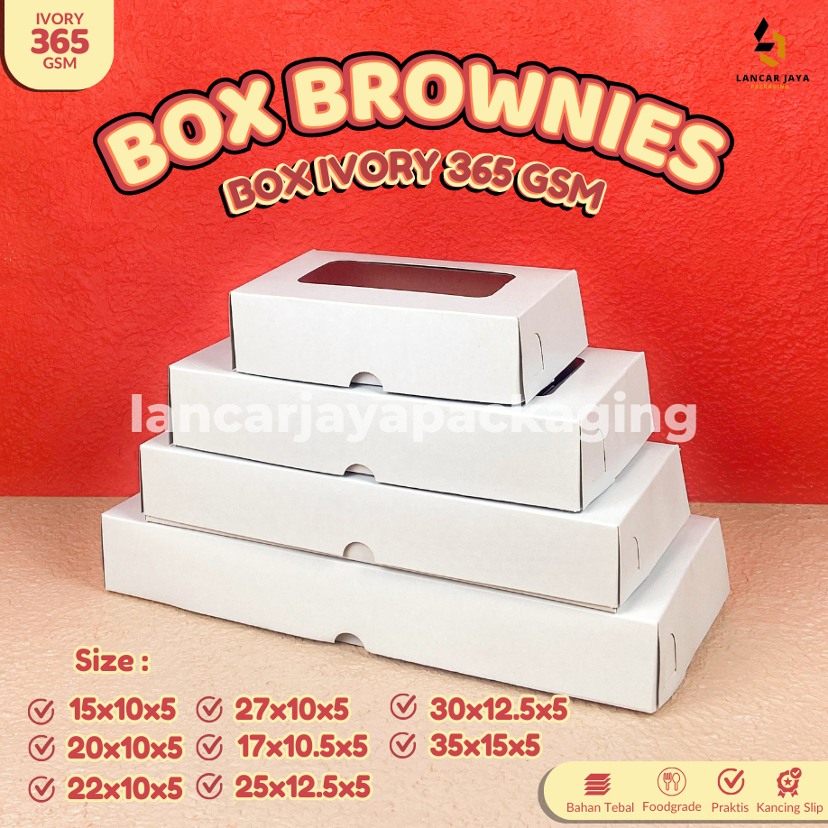 

Dus Brownies Putih Kotak Kemasan Kue Snack Roti Jajan Duplex 17x10.5x5 25x12.5x5 30x12.5 35x15x5 cm