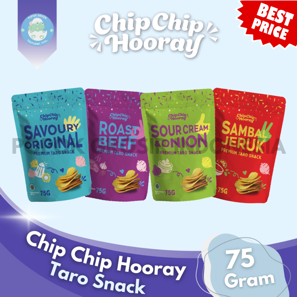 

CHIP CHIP HOORAY 75g Premium Taro Snack - Keripik Talas - Cemilan Diet Sehat