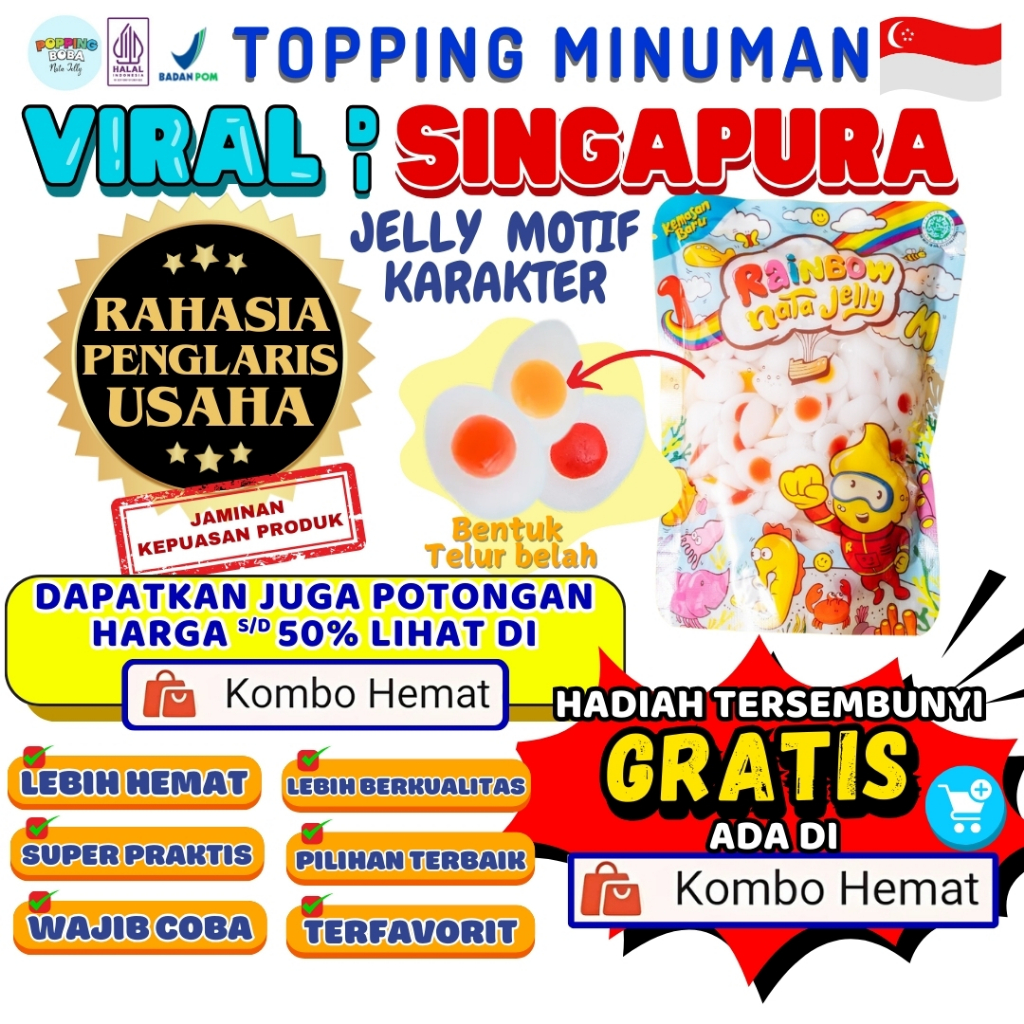 

Jelly Motif Karakter Topping Minuman - Jelly Bentuk Telur Belah Cocok Untuk Semua Minuman | Popping Boba Meletus Pecah Dimulut Nata Jelly