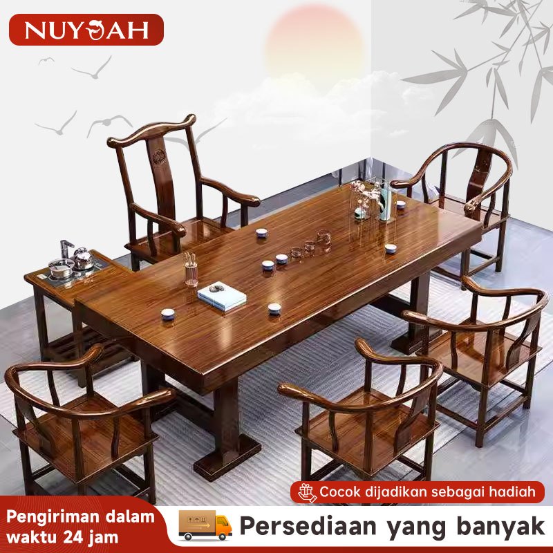 Meja Teh Papan Besar/Meja Teh Cina/Meja dengan 5 Kursi/Meja Teh/Meja Pembuatan Bir Teh/Meja Elegan d