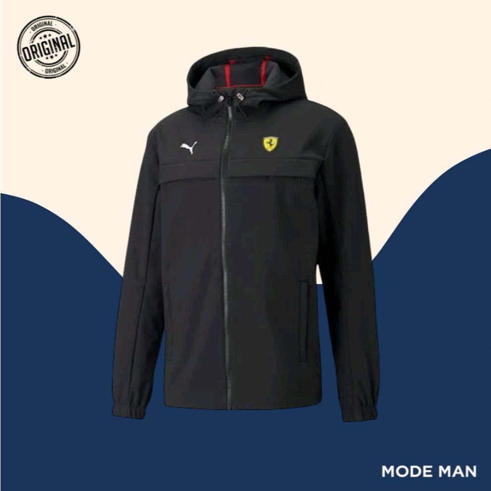 Puma Ferrari Race SoftShell Regular Fit Men's Jacket – Jaket Pria Scuderia Ferrari Anti Air dengan H