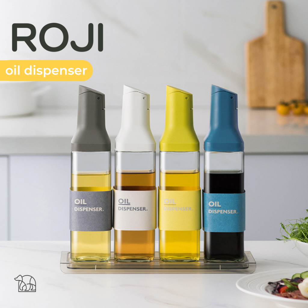 【IKONE】ROJI Botol Minyak Kaca Estetik 500ml Otomatis Tempat Penyimpanan Kaca Aestetic Botol Kecap