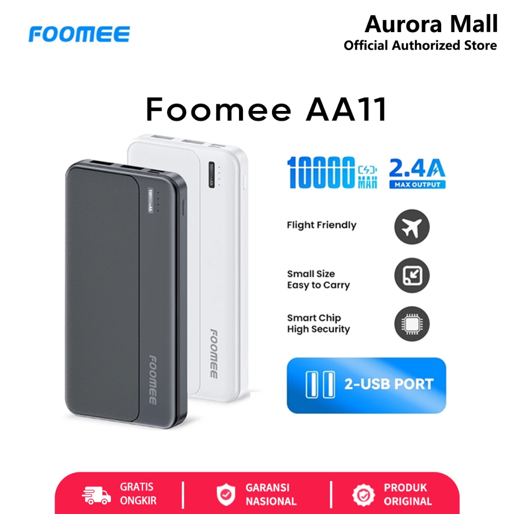 Powerbank FOOMEE AA11 10000mAh Flight Friendly smart ChipHigh security
