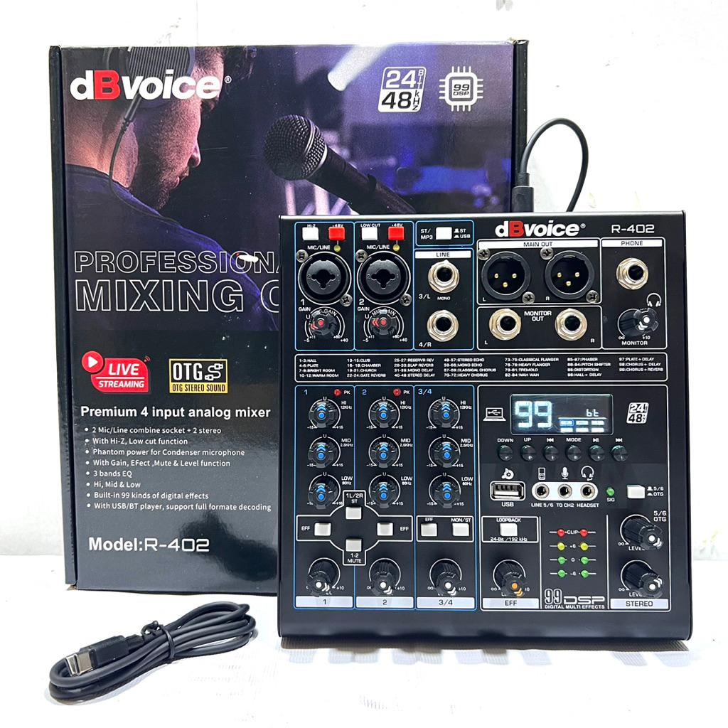 Mixer Dbvoice R 402 Original Product 4 Channel With OTG Live Streaming DBVOICE R402