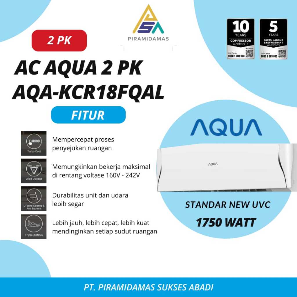 AC AQUA 2 PK - AC HEMAT LISTRIK - GARANSI RESMI