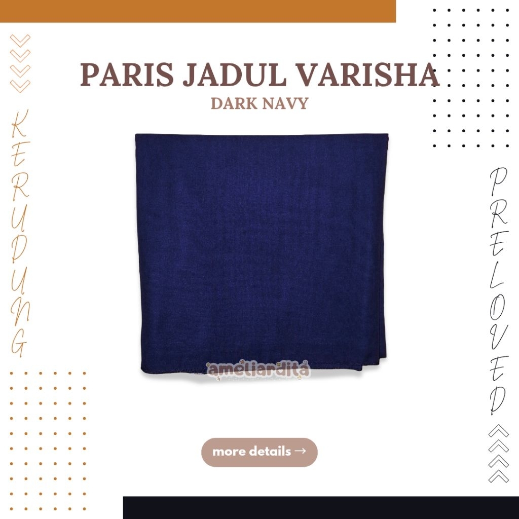 [READY] Preloved Paris Jadul Varisha Dark Navy Segiempat Polos Kerudung Hijab Biru Dongker Gelap Seg