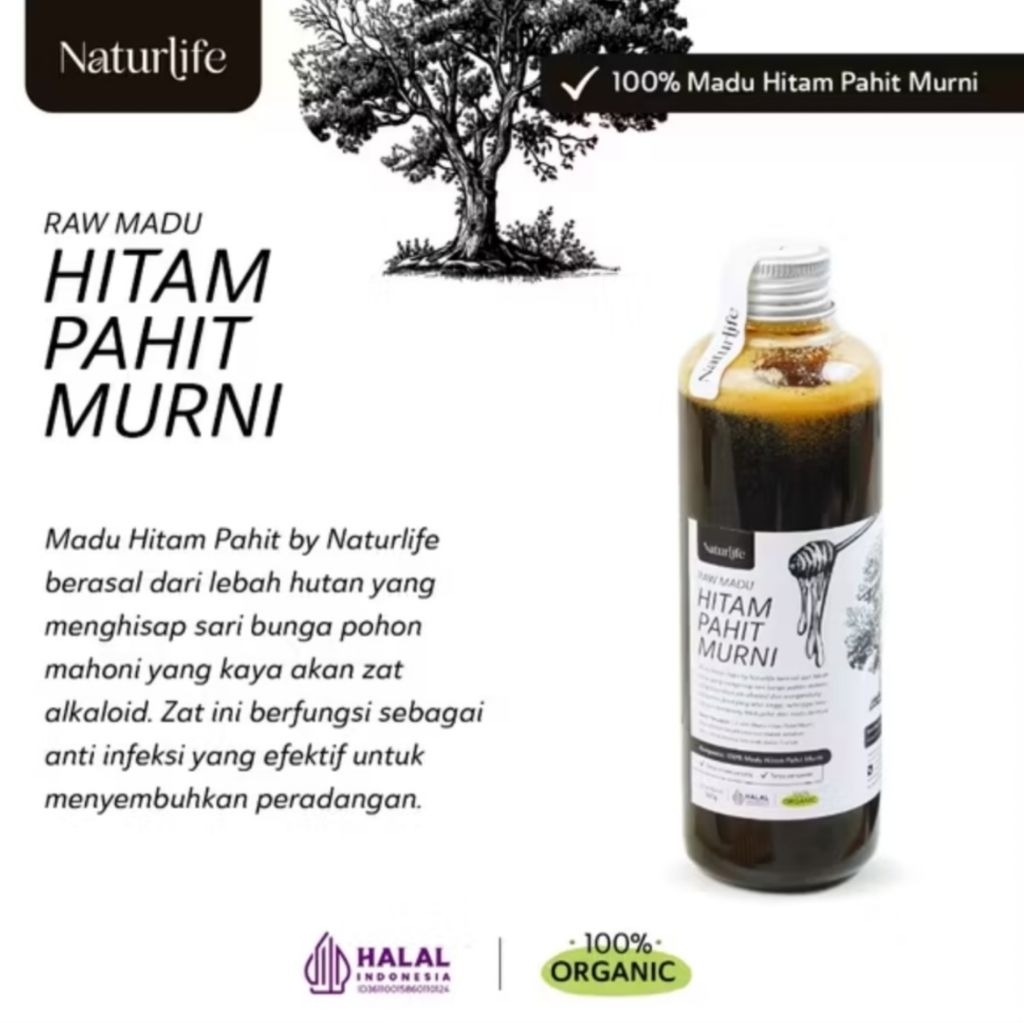 

Madu Hitam Pahit Murni Raw Asli 350gr - Naturlife
