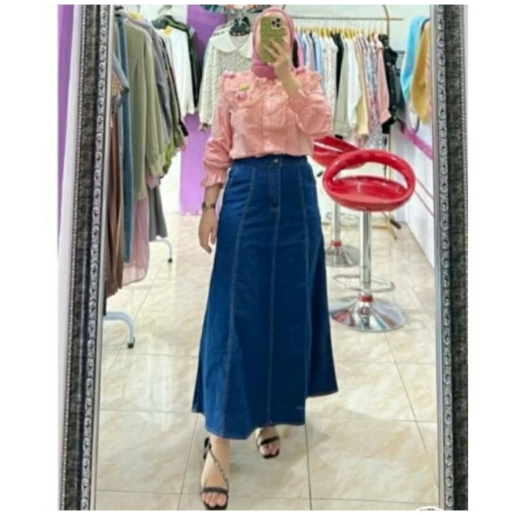 Rok jeans wanita//Rok jeans polos//Rok jeans panjang//Rok jeans korea style//Rok jeans mayung//Rok//