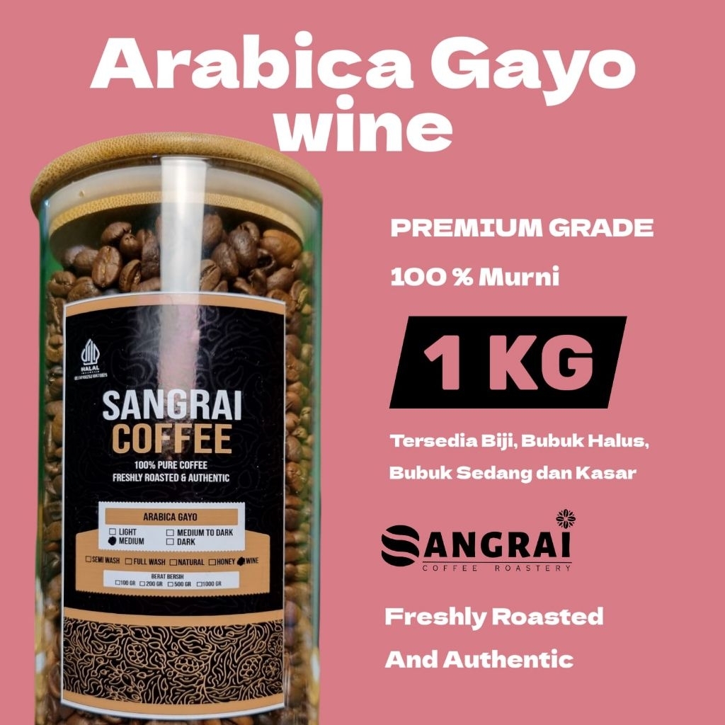 

Kopi Arabika Wine Gayo Sangrai Medium Roast Coffee Murni Tanpa Campuran