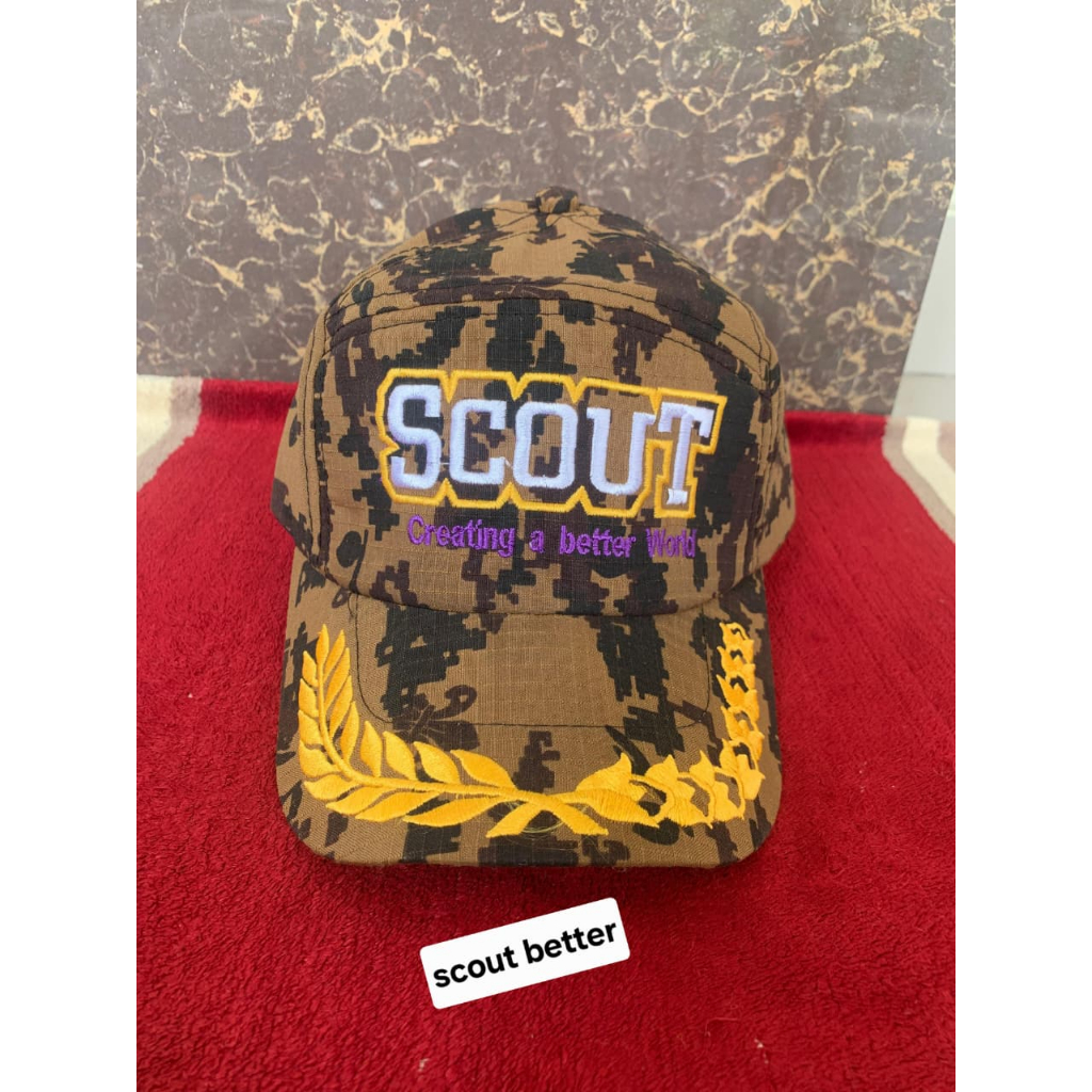 Happy Tuummy Topi Pramuka Loreng Scout Bahan Ripstok Tali Belakang Strap Rel Bordir Aneka Model