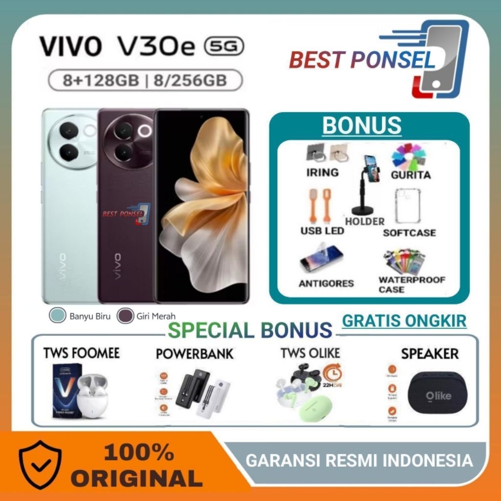 VIVO V30e 5G Nfc RAM 8/128GB ( 8GB + 8GB EXTENDED RAM ) V30e 5G Nfc 8/256GB | V29e 8/256GB GARANSI R