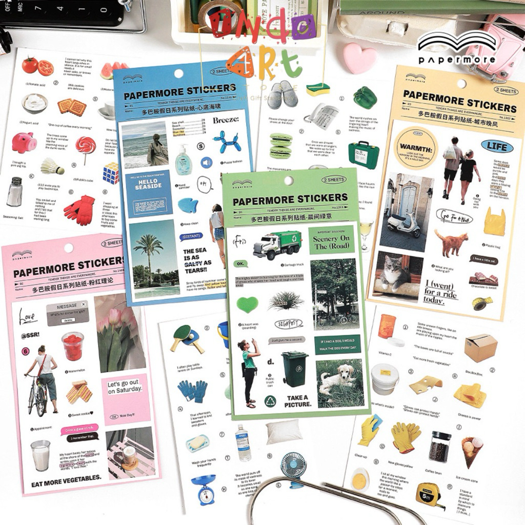 

(IAS) Sticker Papermore Girl Journal Y2K Soda Paris Daily Style Food Lucu Cafe Pastry Macaroon Pattiserie Cake Cute 2 lembar