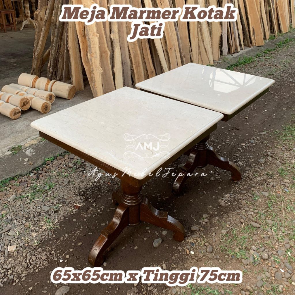 meja cafe kotak marmer