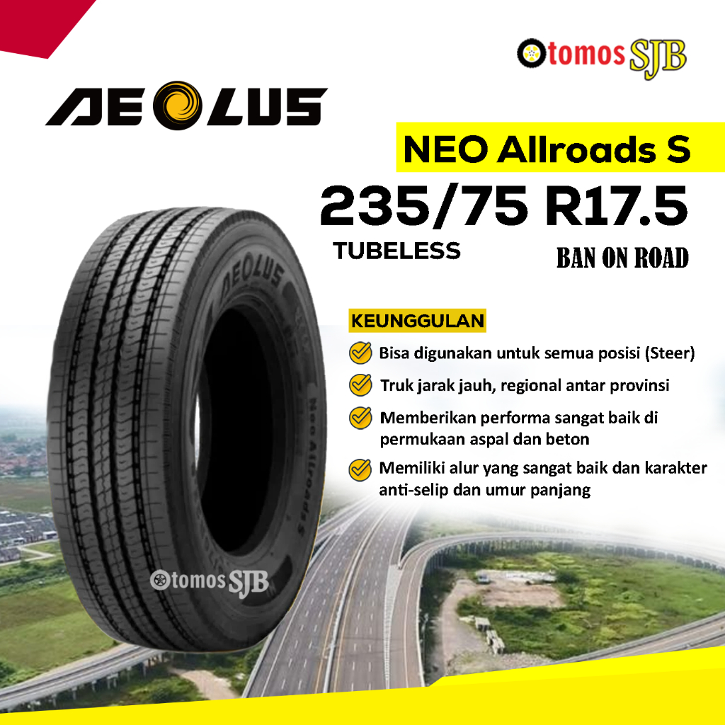 Ban Truk Tubeless Aeolus 235/75 R17.5 Tubeless Neo Allroads Ban Kawat (235/75 R17.5 Tubeless )