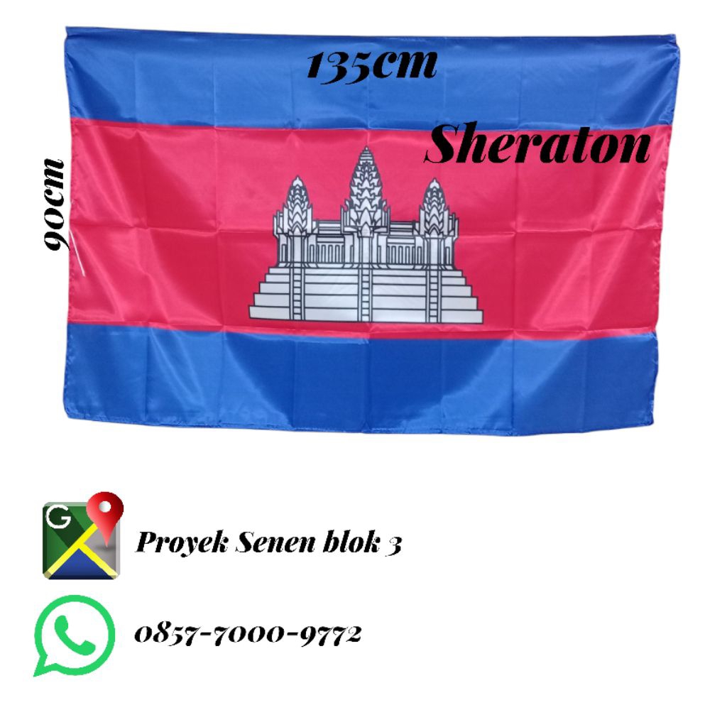 

bendera negara KAMBOJA UK. 90cm x 135cm
