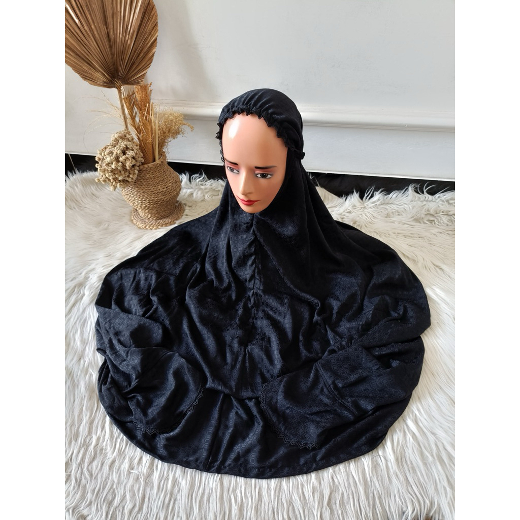 Laykha - Mukena Terusan sutra blitz hitam polos termurah