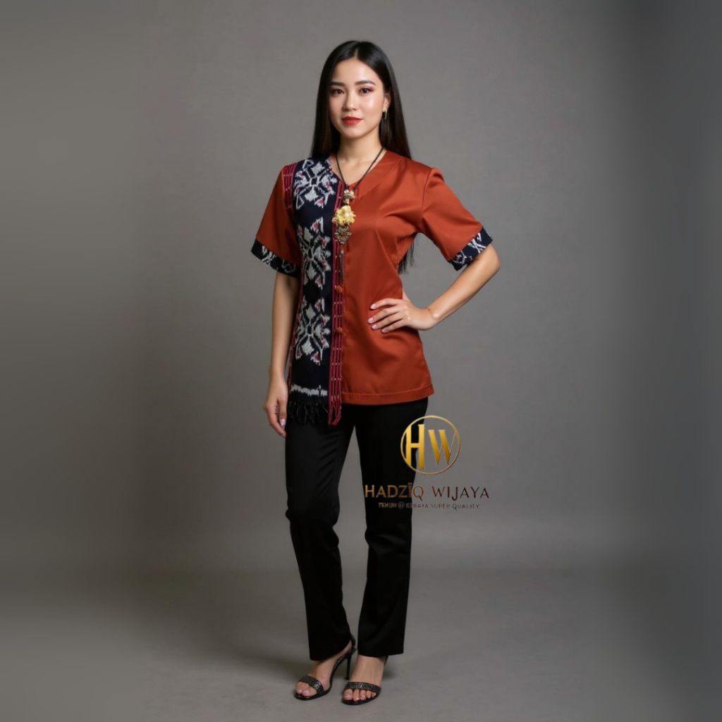 BLUS DAN KEMEJA TENUN KOMBINASI