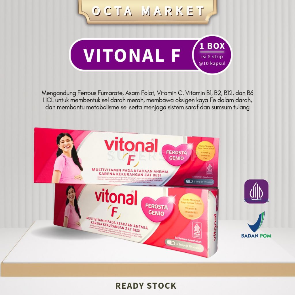 vitonal F tablet, vitamin ibu hamil 1 Blister [10 tablet)